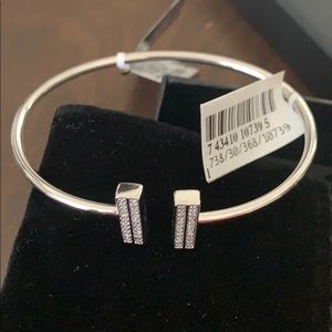 Wrapped Diamond Bar Bangle in Sterling Silver NWT